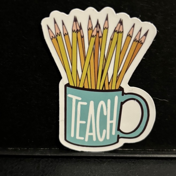 TEACH CUP WITH PENCILS STICKER - Picture 1 of 1